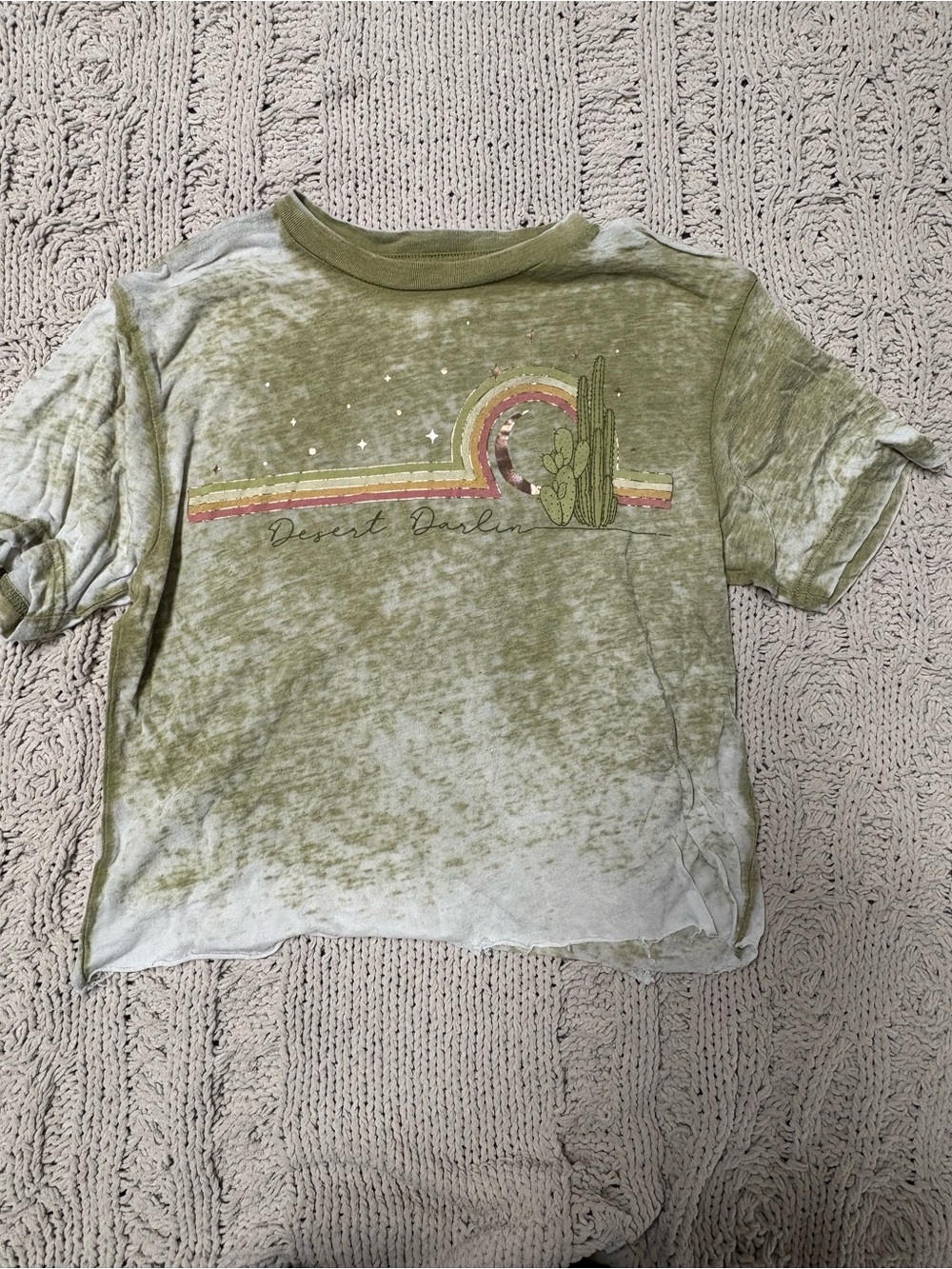 Pretty Rebellious Olive Tie-Dye Rainbow Cactus Graphic Tee